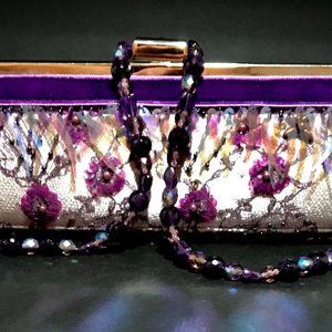 Maksoa  Fashion Designs Evening Clutch Bag 4"x12" multi color Purple and Lilac